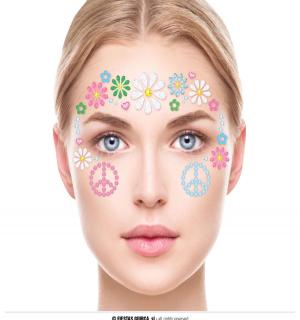 Bijoux strass de visage Hippie années 60